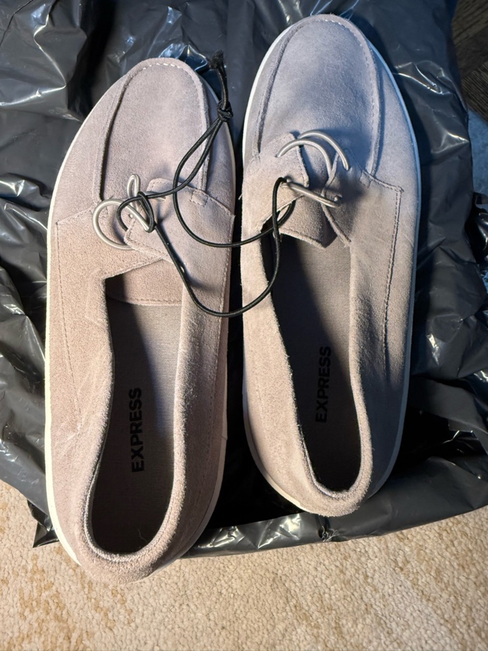 Express Men's Suede Slip-On Loafers in Light Taupe